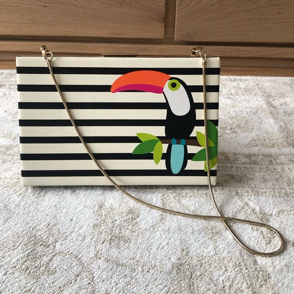 Kate Spade Toucan Parrot Striped Clutch Bag - Picture 6 of 6